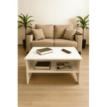 Imagem de Mesa de Centro Retangular MDF Branco - DLuca mveis