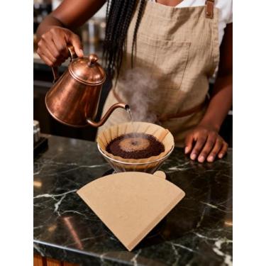 Imagem de Papel de filtro de café, pacote com 50 unidades, em forma de V, grosso, descartável, para uso doméstico