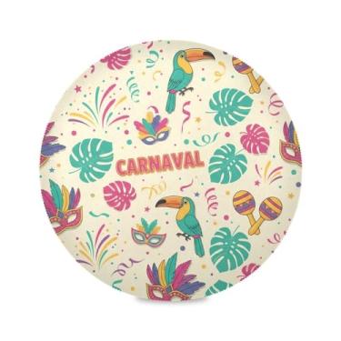 Imagem de Wassud Jogo americano Mardi Gras tucano pássaros tapetes de mesa redondos para cozinha e jantar tapetes laváveis resistentes ao calor decoração de mesa 39 cm