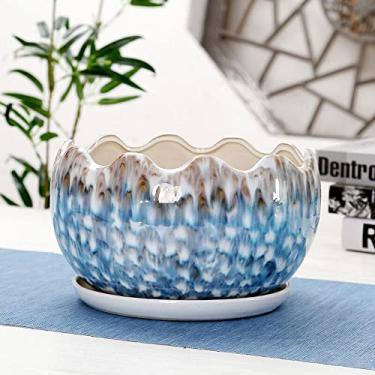 Imagem de Vaso de plantas arte redonda criativa flor cerâmica simples minimalista suculenta plantas verdes vasos casa jardim varanda decoração ornamentos (estilo 3 26 cm)