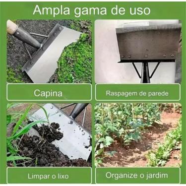 Imagem de Pá Multifuncional de Jardim em Aço Inoxidável, 20x10 cm, para Capina, Raspagem de Parede e Limpeza de Lixo