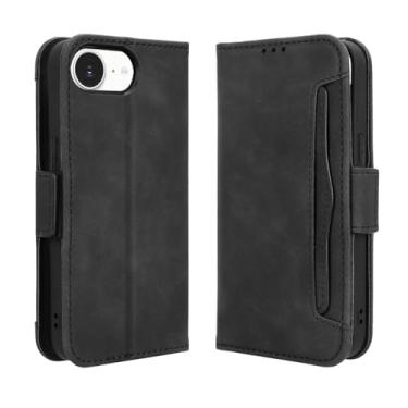 Imagem de XZDWH Capa para iPhone 16e, proteção magnética de corpo inteiro, à prova de choque, capa carteira de couro com compartimento para cartão para iPhone 16e (preta)