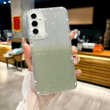 Imagem de Capa com glitter para Samsung Galaxy S25 S24 S23 S22 A06 A16 A26 A36 A56 A05s A15 A25 A35 A55 A14 A24 A34 A54 5G, capa protetora, PT, SZ, verde, para Galaxy S22 5G
