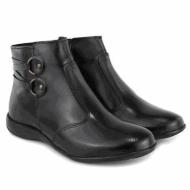 Imagem de Bota Coturno Feminina Couro Cano Médio Fivela Conforto-Feminino