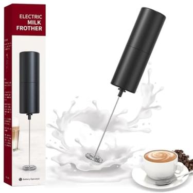 Imagem de Espumador de leite portátil, batedor de espuma operado por bateria para café, matcha, latte, chocolate quente - preto