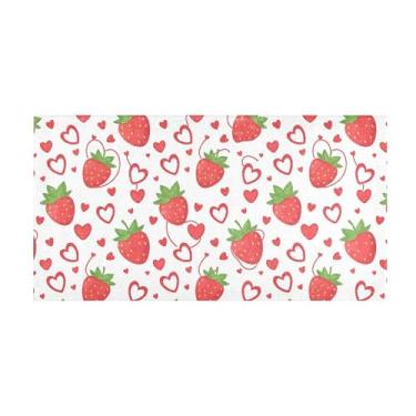 Imagem de Burbuja Tapete de corredor com corações de palha de pelúcia antiderrapante para cozinha, suporte de borracha para corredor, quarto, sala de estar, decoração de entrada, lavável na máquina, 51 x 99 cm