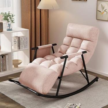 Imagem de Cadeira de balanço grande acolchoada com gravidade zero, cadeira de balanço para uso externo, reclinável ajustável, encosto e apoio para os pés para sala de estar interna, fora da varanda (tamanho