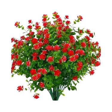 Imagem de Plantas Artificiais Resistentes a UV, 4 Pacotes De Flores Plásticas Pa