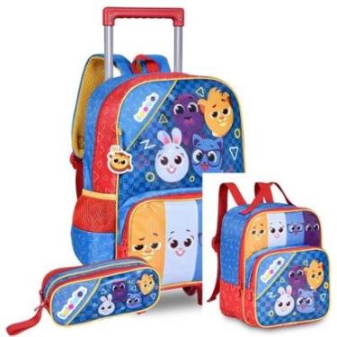 Imagem de Kit Mochila de Rodinhas Lancheira e Estojo BOLOFOFOS BF23145-Unissex