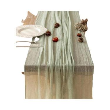Imagem de Caminho De Mesa Boho Rústico Em Gaze Transparente Leve Para Casamento,