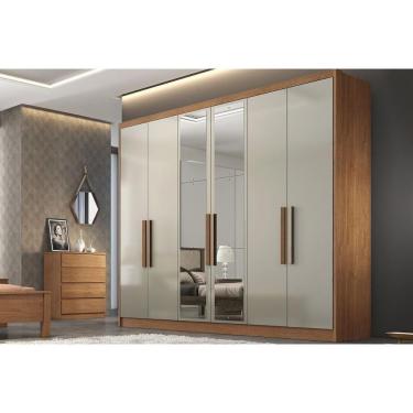 Imagem de Guarda Roupa Casal 6 Portas (2 C/ Espelho) E 4 Gavetas Rizon/linea Plus Cumaru/fendi 25 - Novo Horizonte