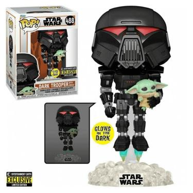Imagem de Funko Pop The Mandalorian 488 Dark Trooper w/ Grogu Gitd