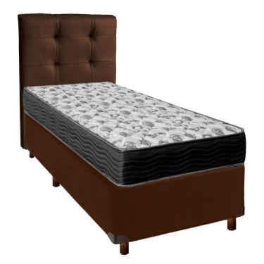 Imagem de Cama + Box Marrom E Colchão Ortobom D33 Solteiro - Iso100 + Cabeceira