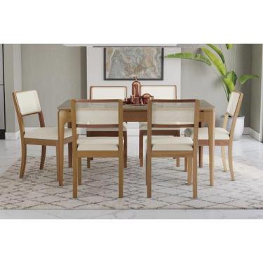 Imagem de Conjunto Sala de Jantar Mira Premium Madeira Maciça c/ Tampo Madeirado