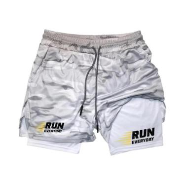 Imagem de Shorts De Compressão Masculinos De Secagem Rápida 2 Em 1 Para Corrida,