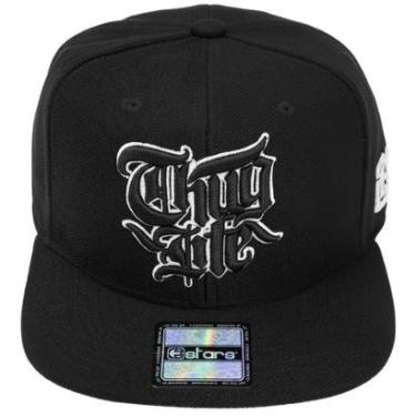 Imagem de Boné Aba Reta E-Stars Logo Thug Life Alto Relevo Masculino-Masculino