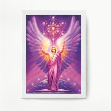 Imagem de Quadro Decorativo Arcanjo Metatron 24x18cm - Madeira Preta