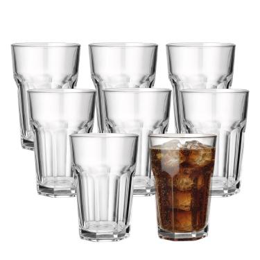 Imagem de Jogo 8 Copo De Vidro Facetado Transparente água Suco 400ml Class Home