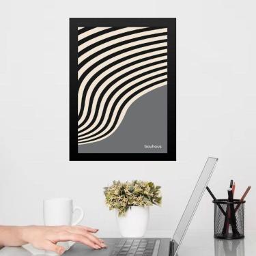 Imagem de Quadro Bauhaus Cinza Preto - Curved Sinuosity 24X18Cm