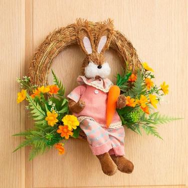 Imagem de Guirlanda Coelho Sentado Decoração Páscoa Arranjo De 25cm