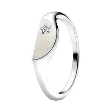 Imagem de Anel Feminino De Prata Esterlina 925 Com Estrela, Lua E Pata, Logotipo