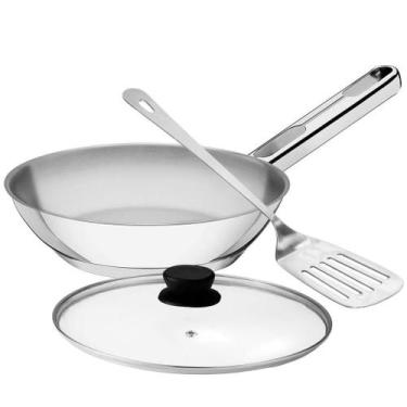 Imagem de Frigideira Tramontina Allegra 28 cm com Tampa de Vidro e Espátula Aço 