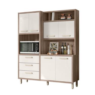 Imagem de Armário de Cozinha Completa Moana 160 cm Carvalho Nature e Off White - Montanaris Decor