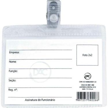 Imagem de Crachá com Presilha Removível 7x10cm 50un - Dac