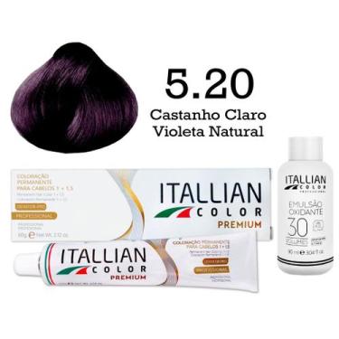 Imagem de Kit Coloração Itallian Color 5.20 Castanho Claro Violeta Natural + Oxi