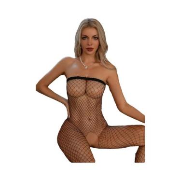 Imagem de Body Sexy Feminino Em Rede Com Abertura Na Parte De Cima, Sem Costas, 