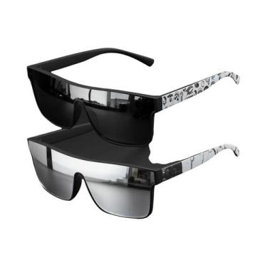 Imagem de Óculos De Sol Clássicos Quadrados UV400 Com Lente Única E Hastes Estam