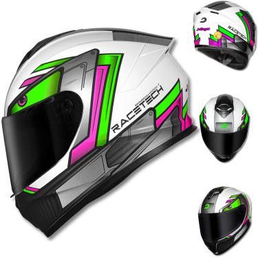 Imagem de Capacete RACE TECH Hit Android Branco Rosa Verde