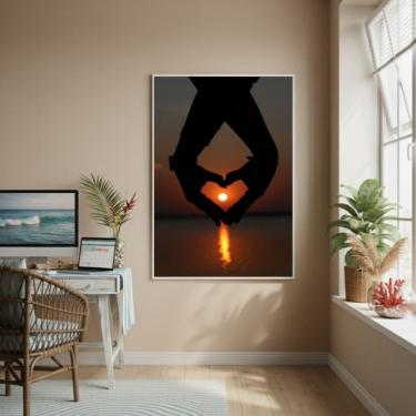 Imagem de Quadro Decorativo Mãos Fazendo Coração-70x50cm