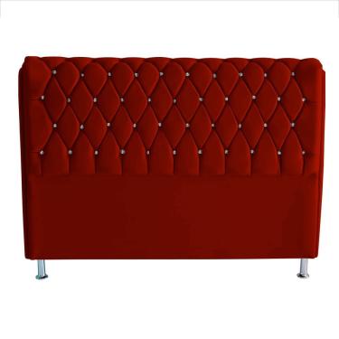 Imagem de Cabeceira para Cama Box Londres Queen Suede Capitonê Botões de Cristal 126x160x26 cm Ve...