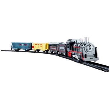 Imagem de Trem Pista Locomotiva Trenzinho Ferrorama Brinquedo Luz Som - DM Toys