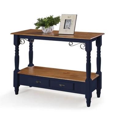 Imagem de Aparador para Sala Pés Torneados 2 Gavetas Inferiores 1028 Linz Móveis - Azul Petróleo/Imbuia Glazer