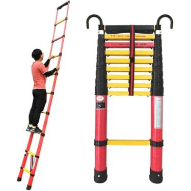 Imagem de Escada Telescópica Escada Retrátil De Fibra De Vidro Escadas De Extensão Telescópicas Não Condutoras E Dobráveis Com Gancho Para Acesso Ao Escritório Doméstico Loft, Onecolor, 2.5 M/8.2 ft