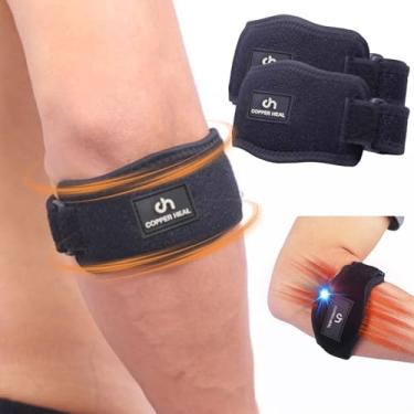Imagem de COPPER HEAL Elbow Brace (PAR) - Suporte AJUSTÁVEL & Recuperação Médica de Cotovelo de Tenista ou Epicondilite Lateral Mangas de braço de nervo masculino tennis , de treino softball e beach tennis