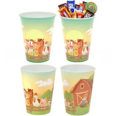 Imagem de Kit com 4 Copos Festa Infantil Fazendinha 280ml Lembrancinha p/ Sacoli