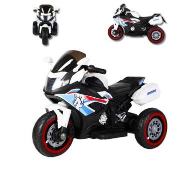 Imagem de Mini Moto Elétrica Infantil Branca Esportiva Bivolt 6V Corrida Recarre