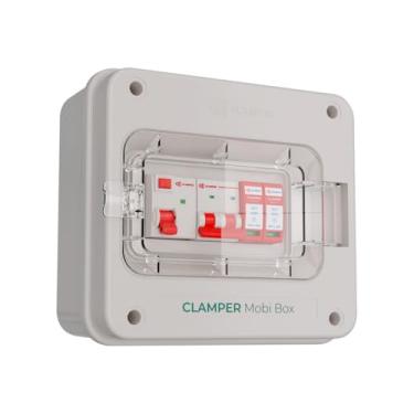 Imagem de Quadro Proteção Carregador Veículo Elétrico 220V 8kW 40A CLAMPER Mobi Box C CP IP65 DPS DR Disjuntor Cinza
