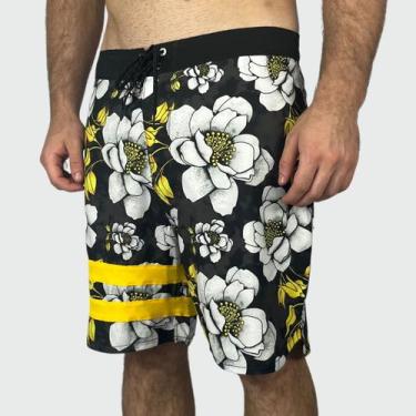 Imagem de Bermuda Hurley Phantom Block Party Floral, 38, Preto