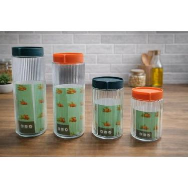 Imagem de Conjunto 4 Potes Redodndo de Vidro com Tampa - Sem Marca