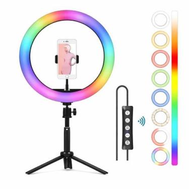 Imagem de Ring Light RGB 10 Polegadas com Tripé  Iluminador LED Colorido USB  In