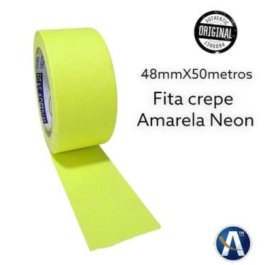 Imagem de Fita Crepe Amarela Neon 48mm x 50m - Ideal para Eventos e Artes - Nast