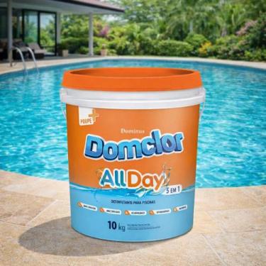 Imagem de Cloro Granulado Para Piscinas Balde 10kg Domclor 5 Em 1