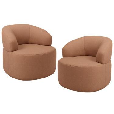 Imagem de Kit 02 Poltronas Giratória Orgânica Para Sala de Estar Living Helena L