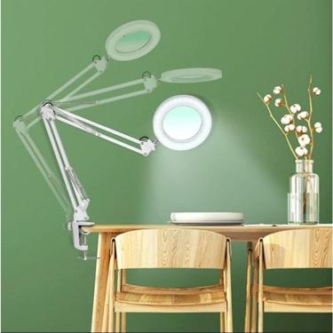 Imagem de Luminária de Mesa Articulada Ring Light com Lupa LED 3 Temperaturas 10 Níveis Base e Garra OEM