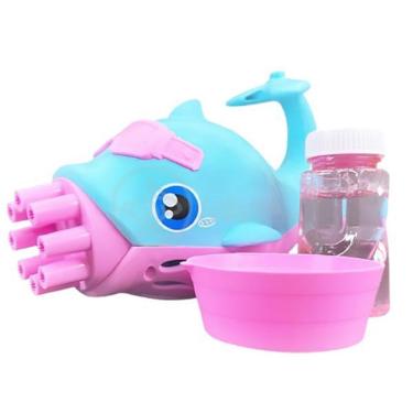 Imagem de Brinquedo de Bolhas de Sabão Infantil Golfinho Bolhudo Máquina com 8 Saídas Azul, Rosa...