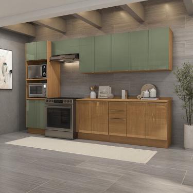 Imagem de Cozinha Compacta 6 Peças com Torre Quente Vibra Canela/Verde Pistache Super Brilho